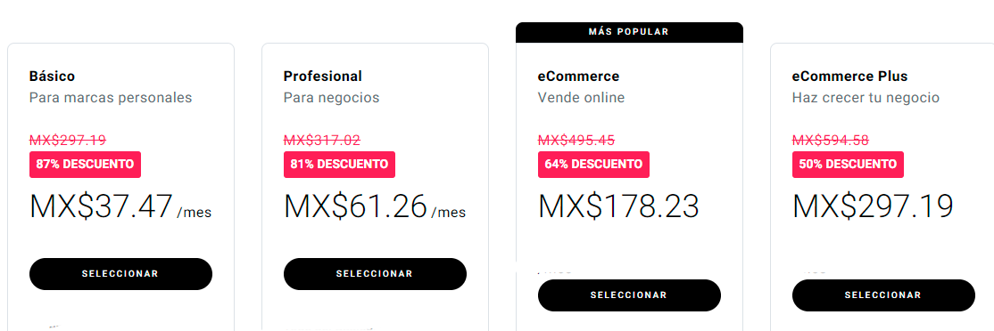 plan , precio , zyro, valor , pesos mexicanos , pagina web 
